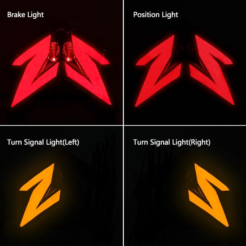 MFC PRO Integrated LED Turn Signal Tail Light for 2013-2024 Kawasaki Z125 Pro / 2013-2016 ZX-6R 636 Z800 (DEEP SMOKE) - Image 4
